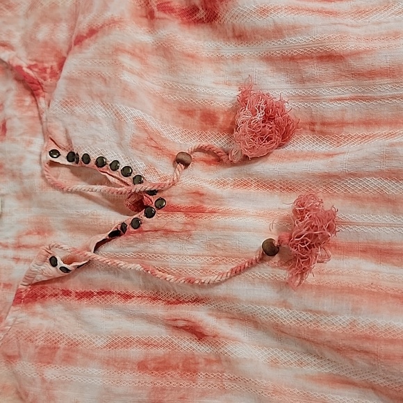 Ruff Hewn Women's White Pink Striped Tye Dye W/ Stud Accent Tunic Top,  1X - Picture 5 of 9